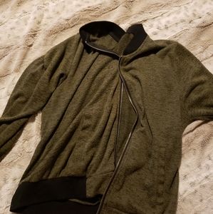 Olive green light fleece bomber jacket